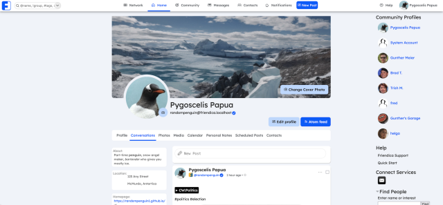 Profile Conversations showing new layout with coverphoto header.