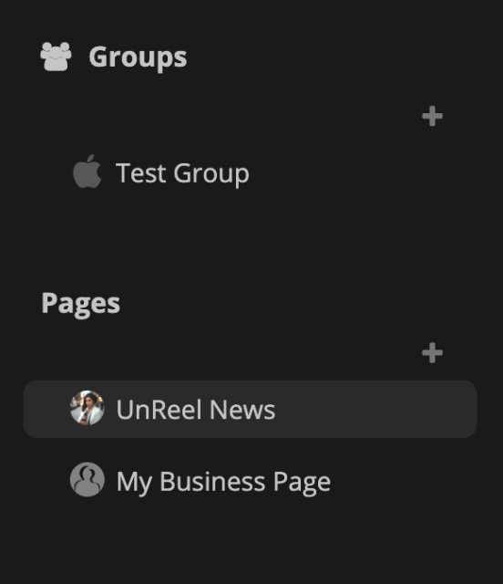 Detail screencap of proposed Pages widget showing an Organization Page and a News Page.