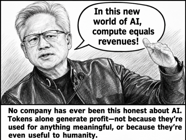 meme: “In this new world of AI, compute equals revenues!