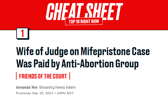 Wife of Judge on Mifepristone Case Was Paid by Anti-Abortion Group
FRIENDS OF THE COURT
Amanda Yen
Breaking News Intern