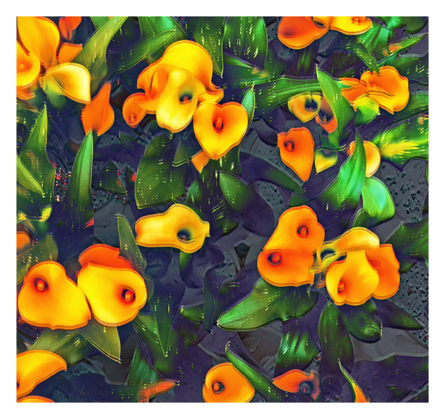 close up of yellow-orange blossoms and leaves in a supermarket display.
