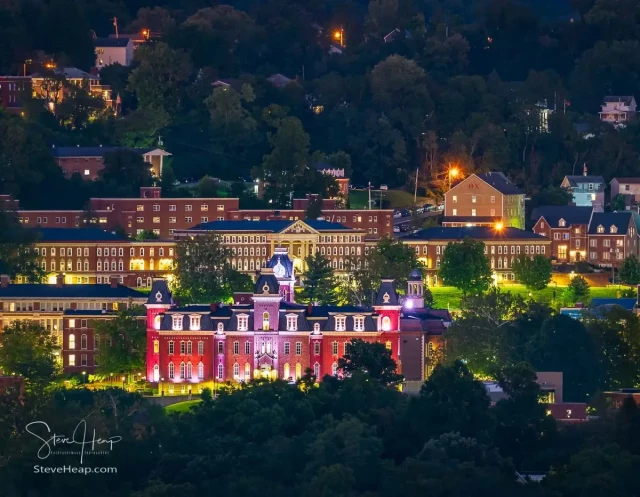 The latest image in my new Etsy Store. HD metal print of the famous WVU Woodburn Hall at night in Morgantown WV