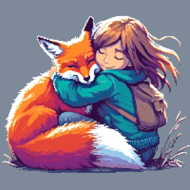 The Girl and the Fox (pixel art image)