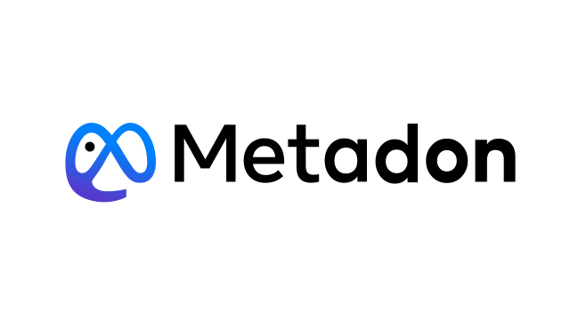 Graphic combination of Meta company and Mastodon software logos