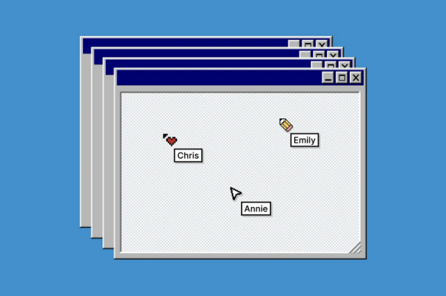 Screenshot of some 8-bit pixel cursors on a seemingly Windows 98 type of window/background.