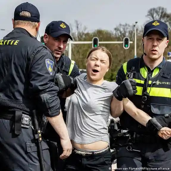 Greta Thunberg being arrested