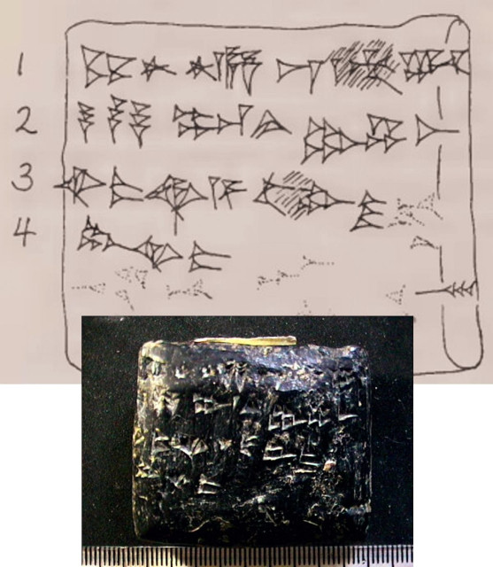  Photograph and illustration of the clay tablet KTU 1.78 from Ugarit, in modern-day Syria, which mentions a total solar eclipse. (Dietrich and Loretz/University of Chicago Library) 