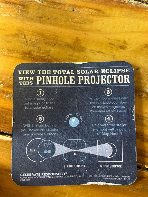 Pinhole projector directions on a BlueMoon Coaster