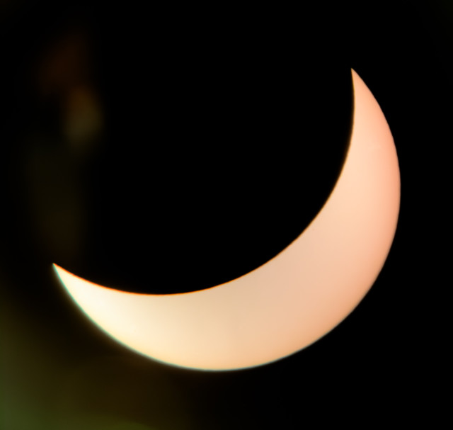 Partial solar eclipse as seen through a small telescope 