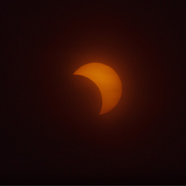 Picture of the eclipse of the sun 8th of April 2024 as seen from Reykjavik, Iceland.