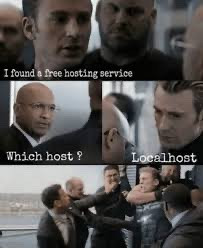 Captain America is standing with a bunch of dudes. He says “unfounded a free hosting service”. A dude asks “which just?” Captain America says “localhost”. Everyone starts fighting with Cap.