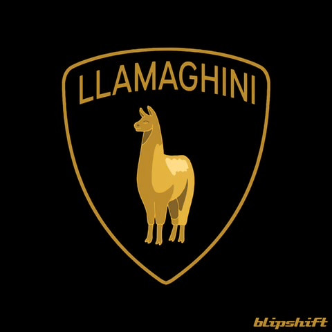A funny take on Lamborghini. It’s a llama in the Lamborghini logo and the name reads Llamaghini.