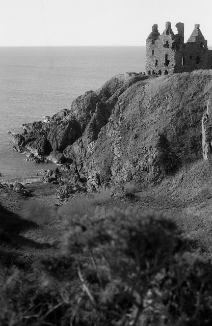 The ruins of Dunskey House stand on the towering headland looking out to sea, near Portpatrick in the Rhinns of Galloway. Ilford FP4 shot with a Minolta X700 and developed in Ilford DDX.