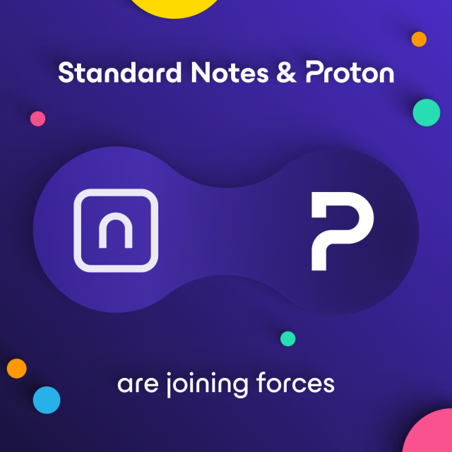An illustration of the Standard Notes and Proton logos together