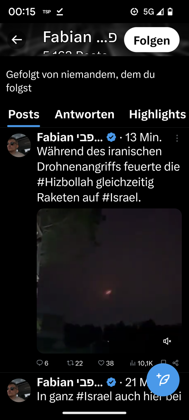 Während des iranischen drohnenangriffs feuert die Hizbolla  gleichzeitig Raketen auf Israel.