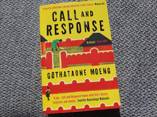 The book "Call and Response" by Gothataone Moeng on my couch. 