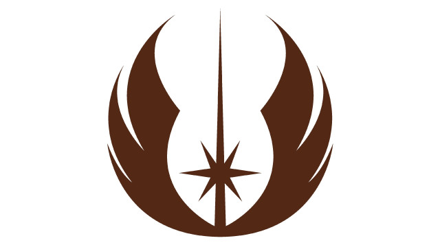 Braunes abstraktes Symbol in Form eines Schildes mit einem Stern in der Mitte.