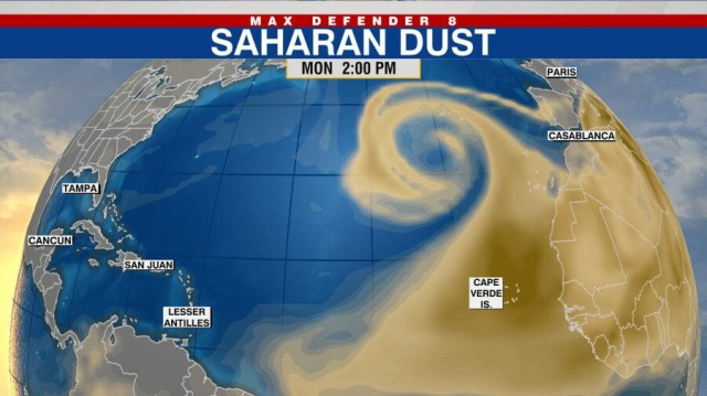 Huge Saharan dust blob cooling eastern Atlantic