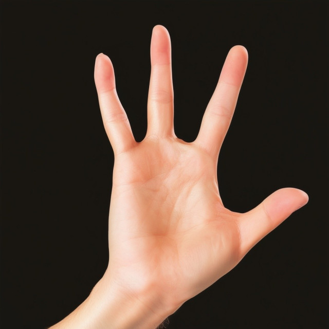 a risen hand showing all fingers.