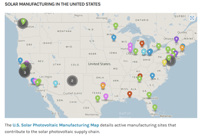 U.S. Solar PV manufacturing map.