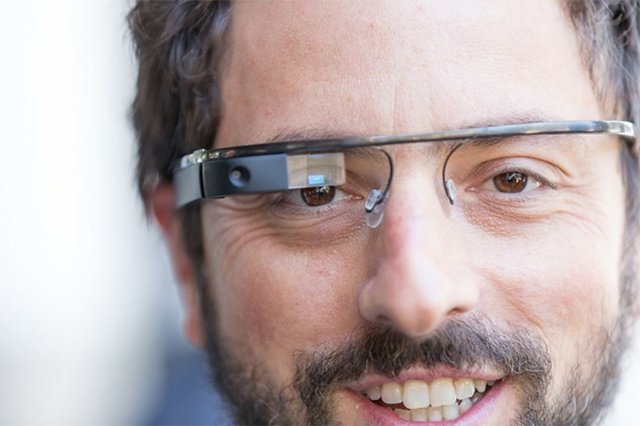 Sergey Brin wearing Google Glass.