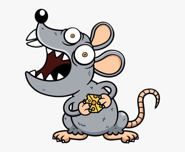 A cartoon image of a grey rat standing, holding a piece of cheese, with an exaggeratedly large open mouth and bulging eyes, as if he’s having a bad reaction to the cheese.

Found on clipground.com