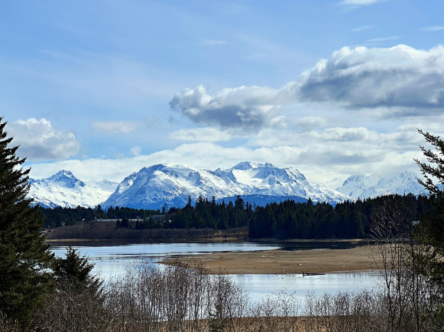 Just another shot of the snow-covered mountain range in Homer, Alaska