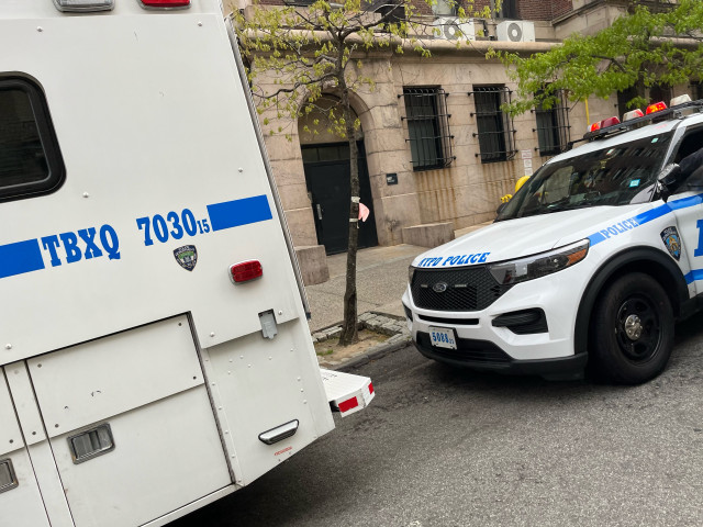 Big cop car meet suv cop car… like this for the length of campus. Nypd columbia nyc