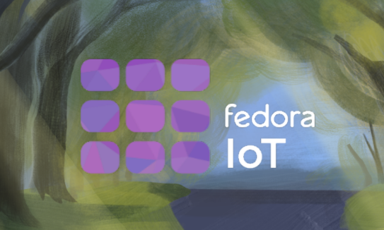 Fedora IoT logo over the Fedora 40 background