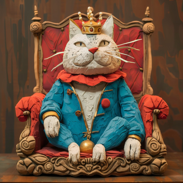 Royal Plasticine Porter Cat on throne. 