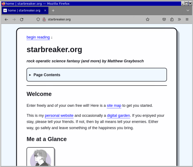 Screenshot of the website starbreaker.org
