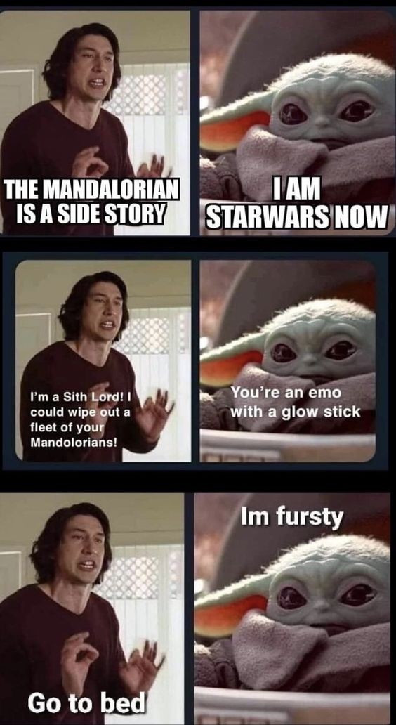 Star Wars meme with baby Yoda and ... oh sorry I forgot his name 🙈