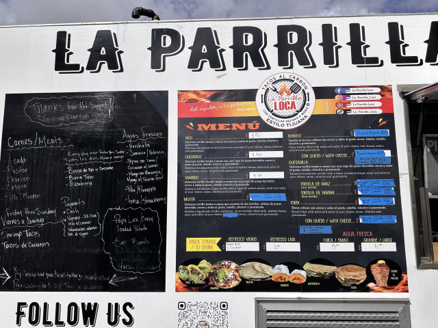 A photo of the menu at La Parilla Loca