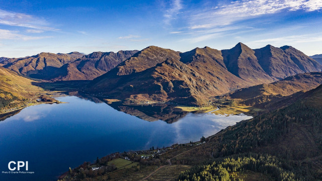 Loch Duich and the Five Sisters of Kintail from above on the Mam Ratigan Pass, Wester Ross   
