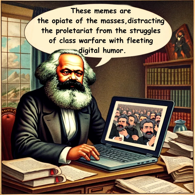 "These memes are the opiate of the masses, distracting the proletariat from the struggles of class warfare with fleeting digital humor." 