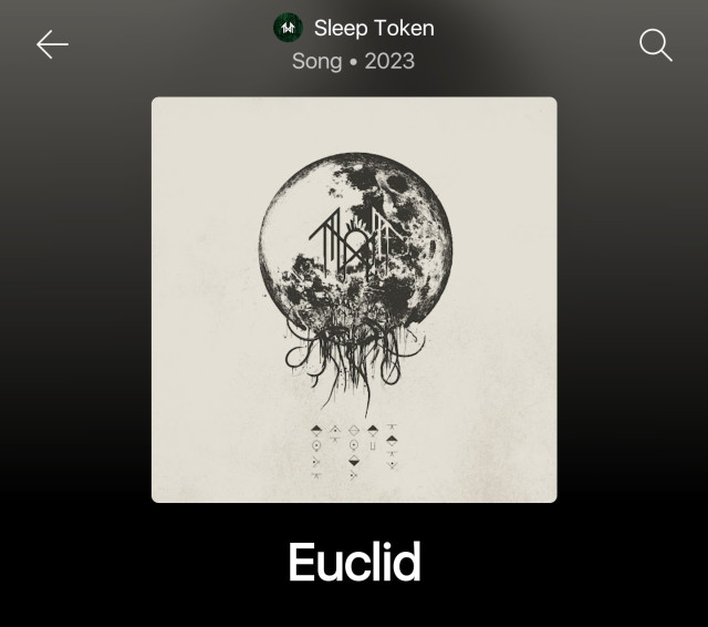 screenshot of the song Euclid by Sleep Token from YouTube Music