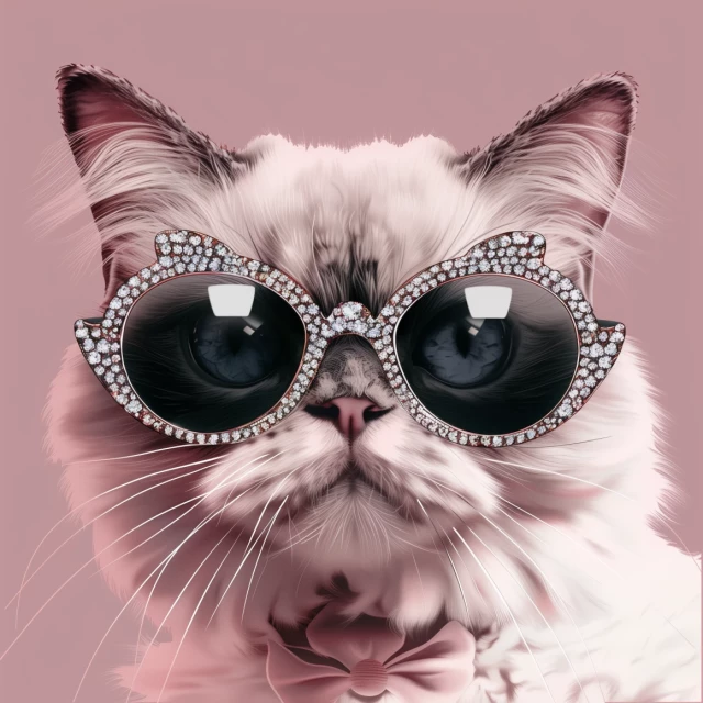 Pink Cat wearing Cat Eye glasses! 