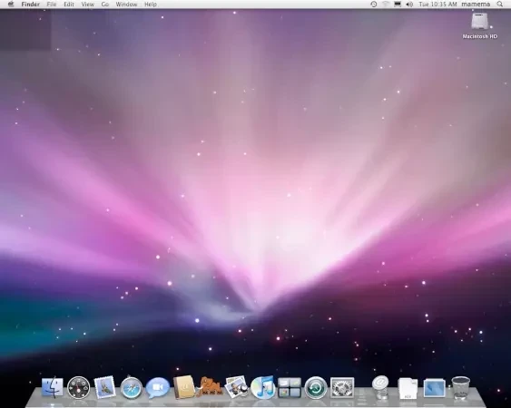 screenshot of apple macos desktop with standard background showing a aurora