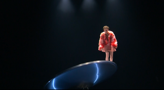 Switzerland's Nemo performing in Eurovision 2024.
