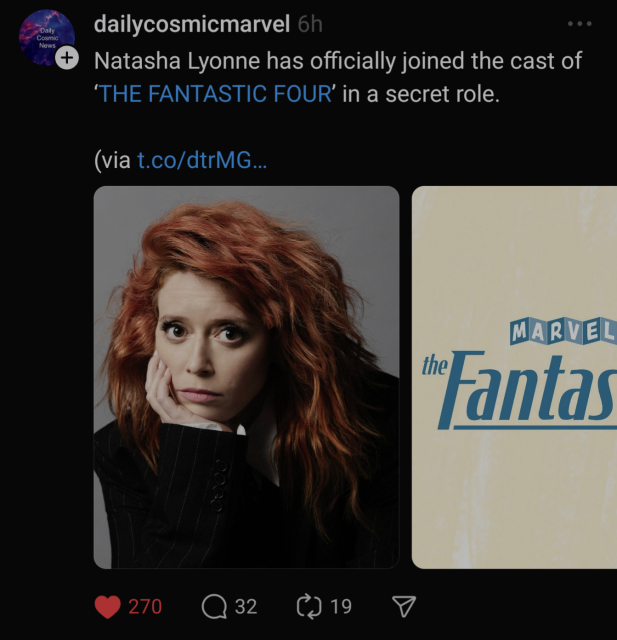 Natasha Lyonne has joined the cast of The Fantastic Four