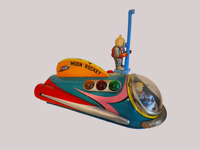 Moon rocket tin toy from my wife's toy collection
