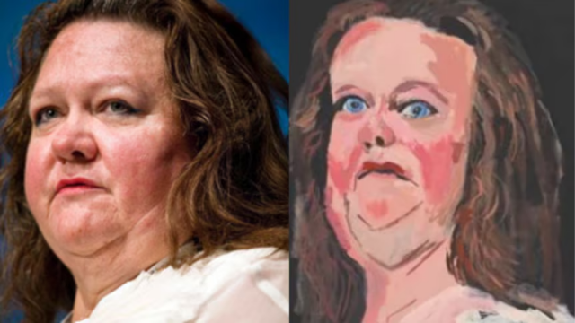 Image taken from the ABC news website. The left side of the image is a photo of Gina Rinehart.
The right side of the image is a painting of Gina Rinehart by Indigenous artist, Vincent Namatjira.
The images are practically identical in facial expression, angle, lighting and shadows, and other factors, so I think this photo was used as a reference by Vincent Namatjira when he painted his portrait.