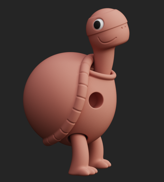 Clay-look preview rendering of a cartoon-style Teenage Mutant Ninja Turtle model.