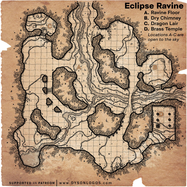 A Dyson Logos dungeon map "Eclipse Ravine"