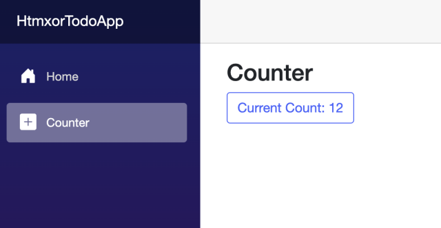 THe counter sample running in a browser with a current count of 12
