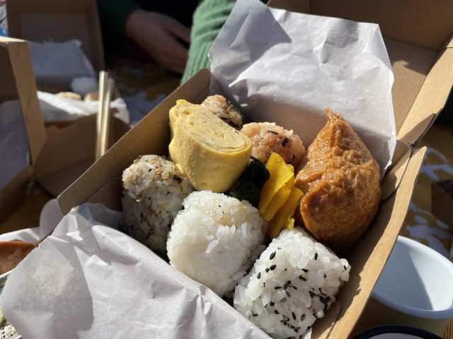 A box of homemade onigiri. 