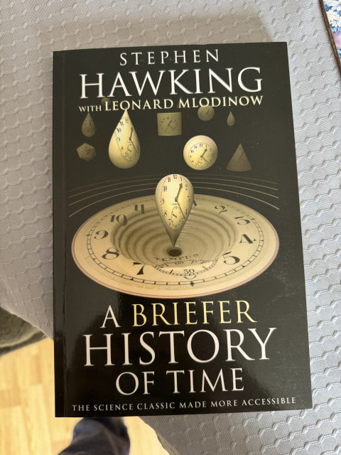 Picture the cover of Stephen Hawking’s ‘A Briefer History of Time ‘