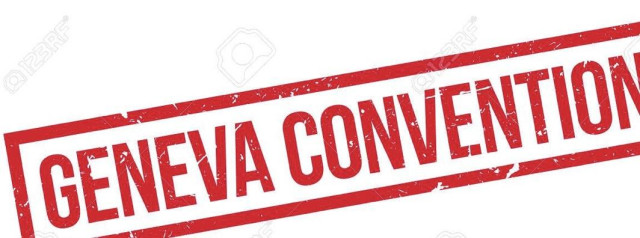banner saying geneva convention