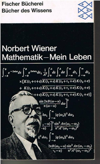 A paperback book with the title mentioned in the toot. On the cover, a grey haired white man with glasses and a goat beard in a suit in front of a blackboard with a long (probably nonsensical) term containing many complex and real integrals