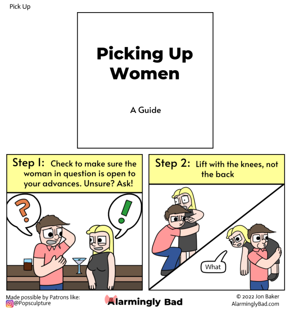 Alarmingly Bad comic which is a literal guide to picking up women